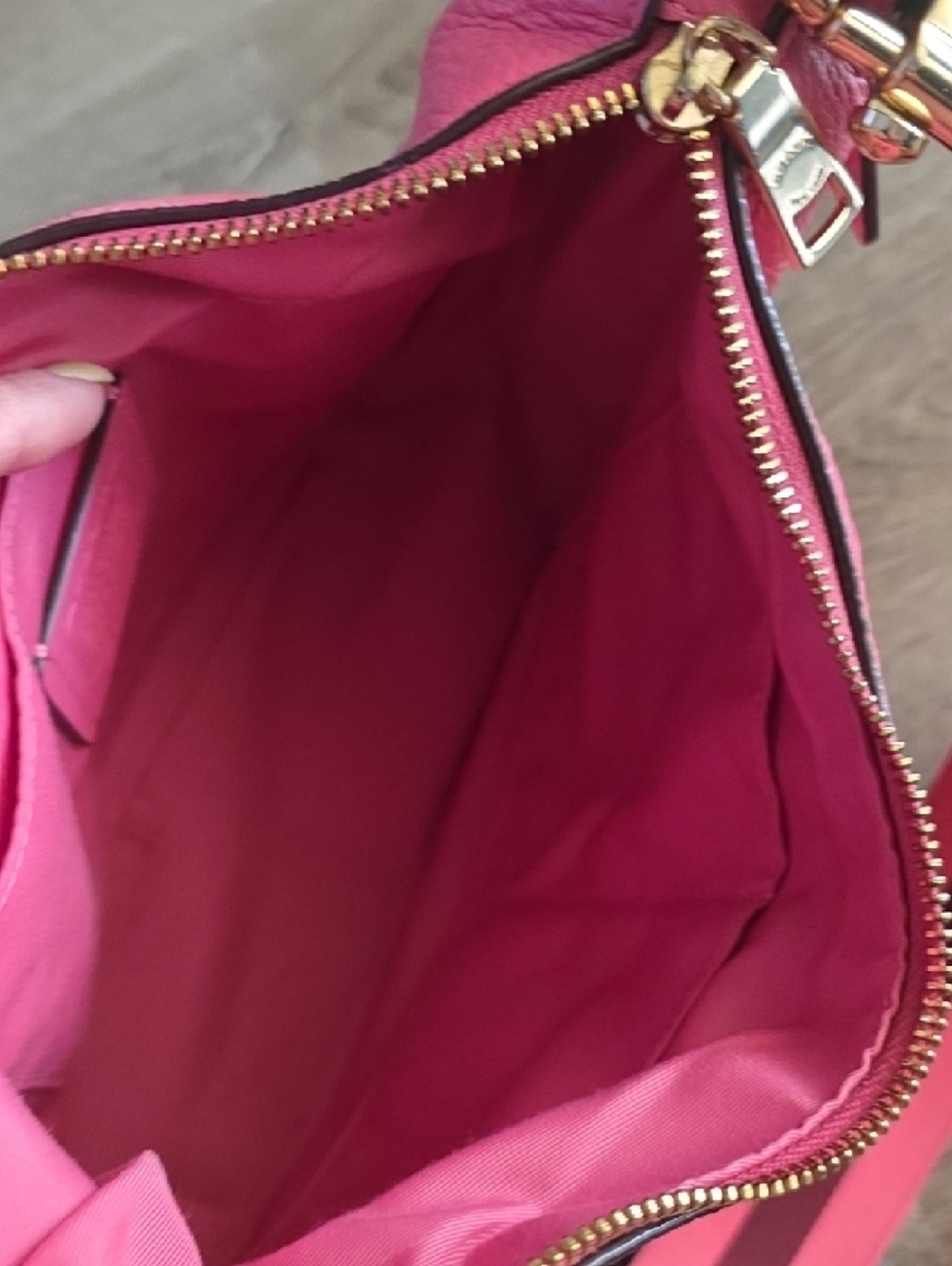 Coach Hot Pink Pebbled Leather Shoulder Bag with Striped Strap - Picture 6 of 6